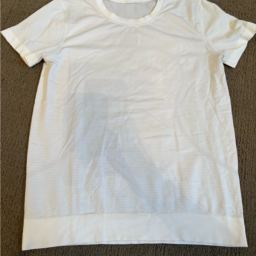 White Short Sleeve Ribbed Top